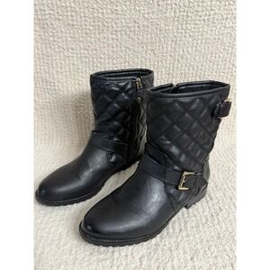 Sporto Molly Quilted Boots Buckle‎ Accent Black Size 6.5M